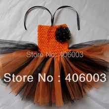 2013 новое платье для малышей в стиле Хэллоуина оранжевое и черное 6*6 дюймов