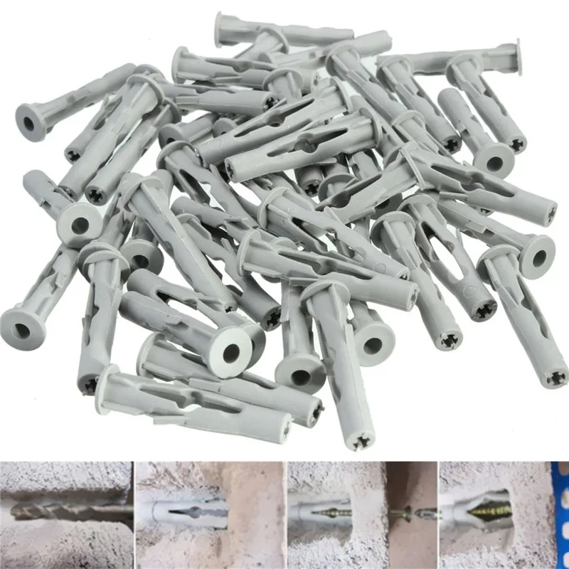 

50Pcs Nylon Plasterboard Drywall Wall Plug For Window Door Frame Concrete M6x35 New Arrival High Quality