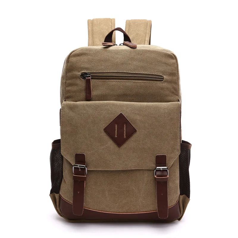 BERAGHINI Men Canvas Backpacks College Student School Backpack Bags for Teenagers Mochila Casual Rucksack Male Travel Daypack