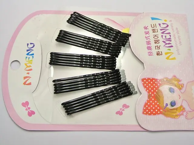 

50 Black Metal Bobby Hair Pin Clips Barrette 50mm with Ball Tips