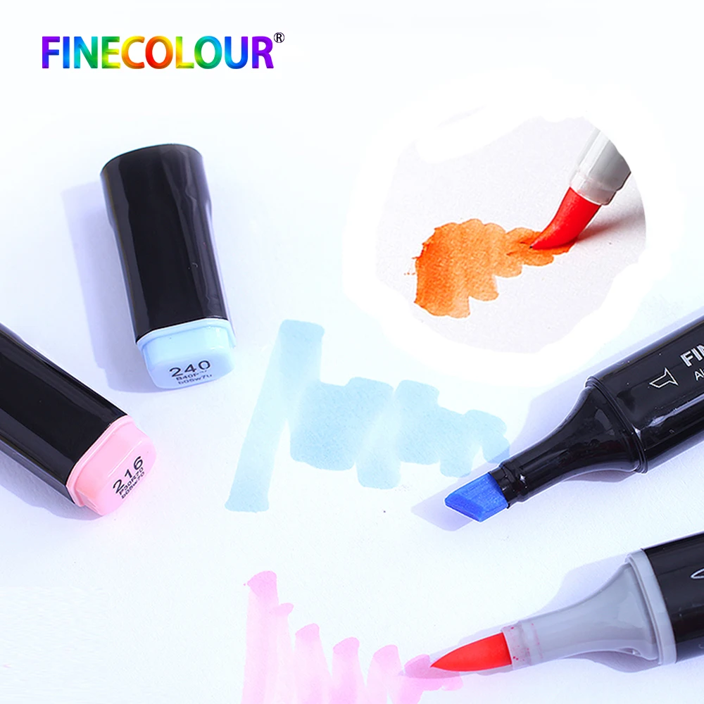 Finecolour EF102 двуглавая мягкая кисть набросок маркер ручка 240 цветов+ 25 шт цвет кожи манга Профессиональный рисунок художественные маркеры