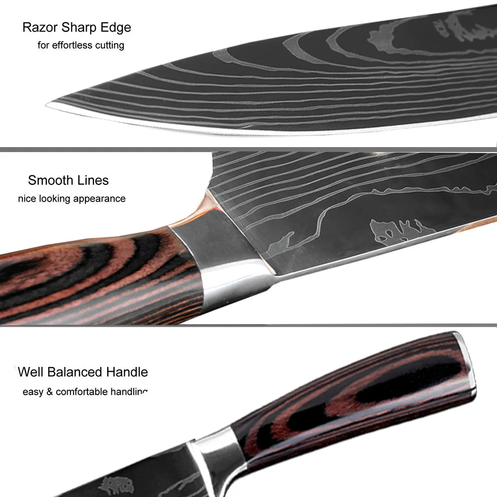 XITUO 8inch chef knife 1-8PC Japanese Damascus steel Pattern