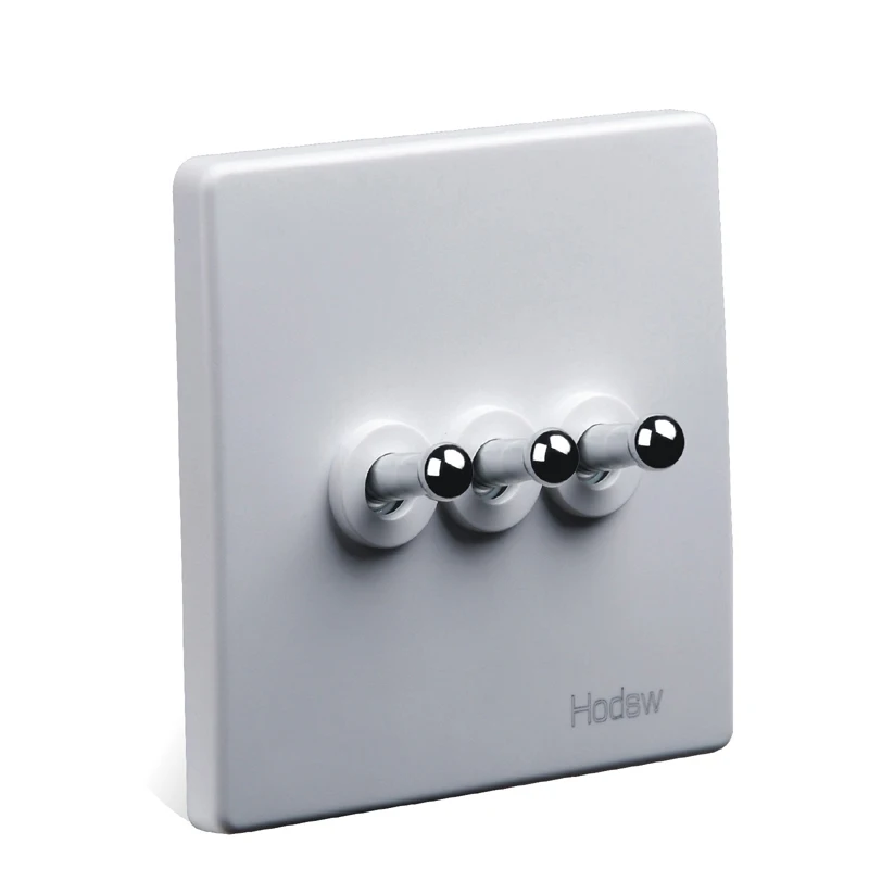 

Home Wall Switch Socket, 86 Concealed White Retro, Three Double Control Switch Panel, PC 220V 10A