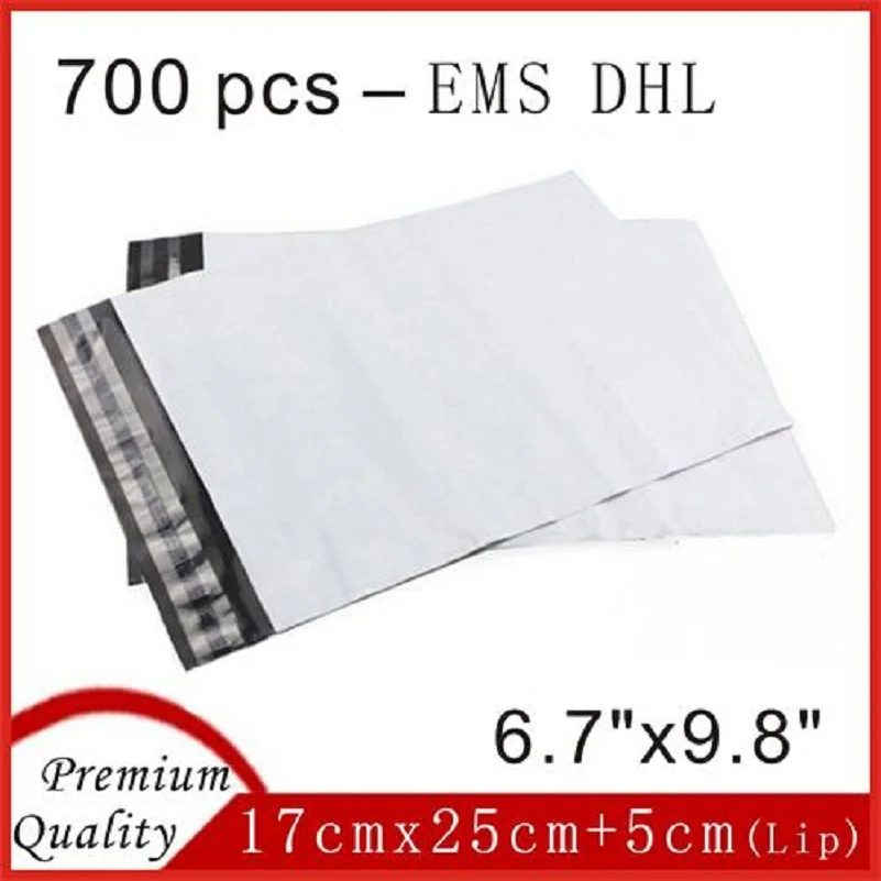 

700Pcs 6.7" x 9.8" Premium Quality White Poly Mailer Plastic Envelope Bag Self Adhesive 17cm x 25cm Mail Bags For Packing