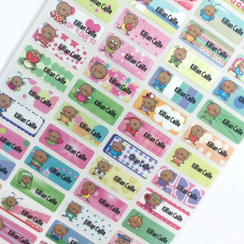 100Pcs Cute Bean Boy Name Stickers Waterproof Personal Tags Customize Labels For Children Daycare Scrapbooking School Stationery