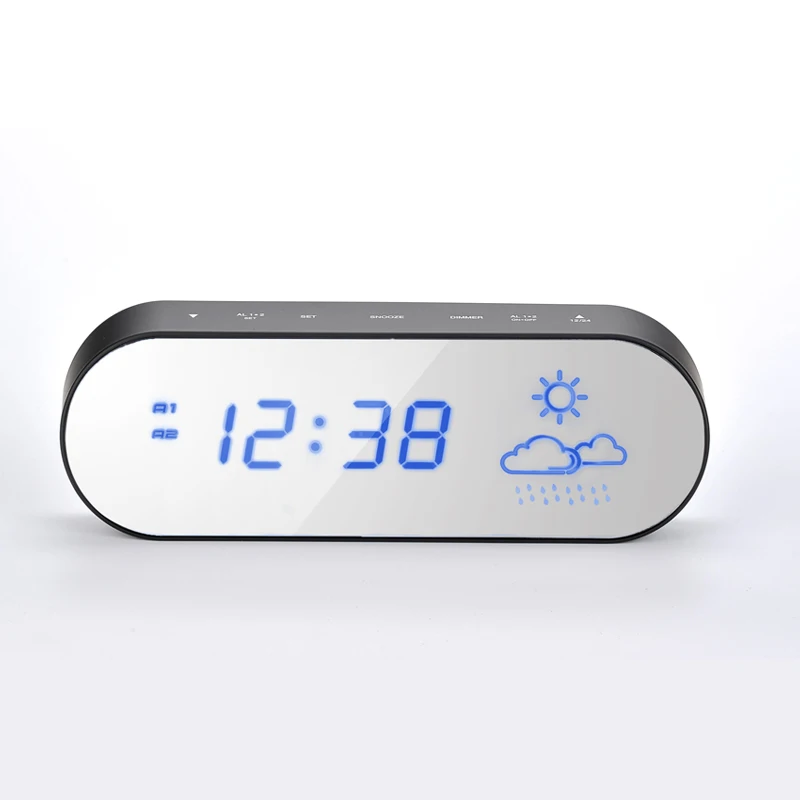 

Mirror Weather Forecast LED Alarm Clock Lndoor Temperature And Humidity Snooze Mute Electronic Desktop Clock