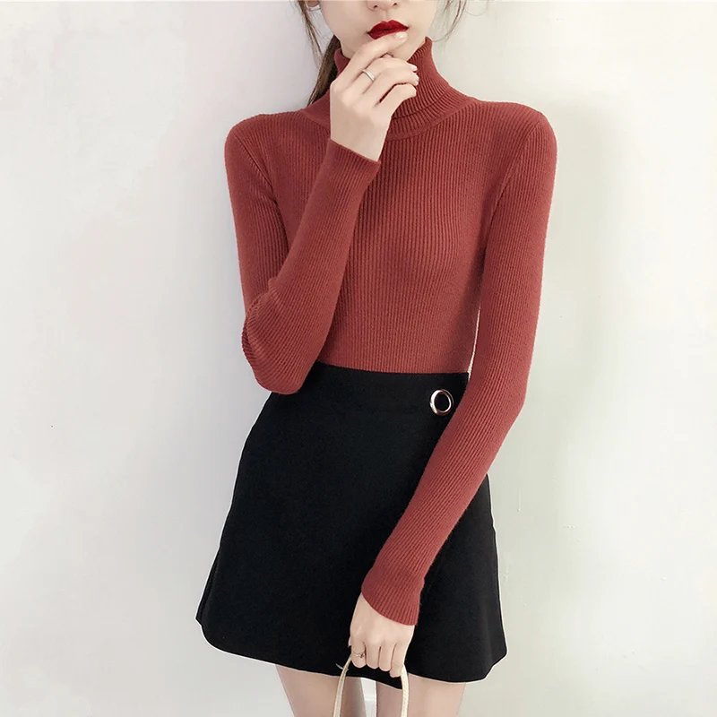 Autumn Pullover Sweater Female Pull Femme 2018 Winter Thick Warm Beautiful Turtleneck Women Long Sleeve Knit | Женская одежда