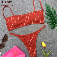 Новинка, купальный костюм в горошек, бикини, сексуальный комплект бикини с пуш-ап, женский купальник, купальник, Женский бразильский пляжный купальник