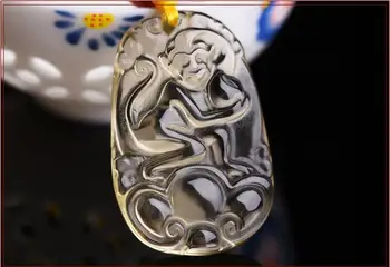 

2016 new light spot genuine Huang Shuijing natural yellow twelve zodiac monkey Amulet Pendant NEW