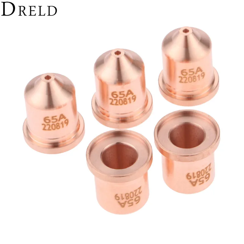 DRELD 5pcs 65A Nozzle 220819 for 65 85 105 125 Plasma Cutting Torch Consumables Standard Processes Welding & Soldering Supplies