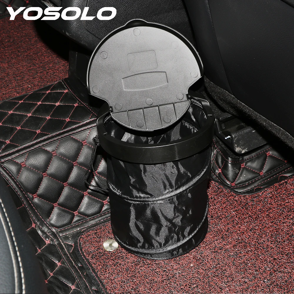 YOSOLO Storage Box Hook Pop-up Dust Rubbish Case Hanging Car Organizer Folding Garbage Bin Car Trash Leak proof Portable Bags