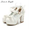 Estilo japonés dulce arco Encaje Candy color princesa Zapatos hebilla Correa Tacones altos dulce Lolita Zapatos rosa/Blanco/albaricoque ► Foto 1/6