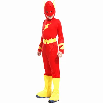 

New Children Halloween Flash Barry Allen Costume Kids Super hero Cosplay Carnival Christmas Purim parade Masquerade party dress