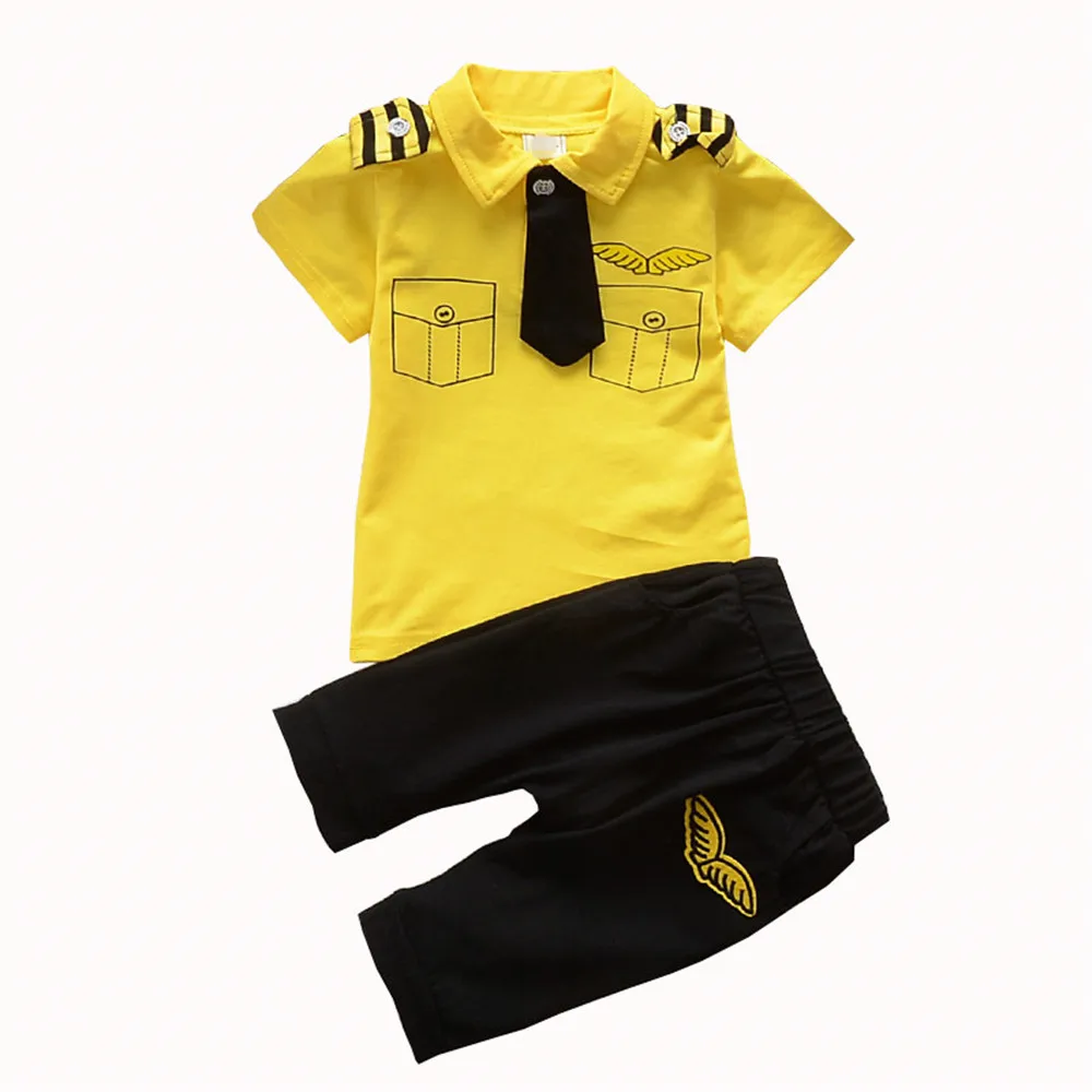 BibiCola Neugeborenen baby jungen Kleidung Set Sommer kind junge Pilot Kleidung Baumwolle Kinder Kapitän Kostüm Kleinkind militär uniformen
