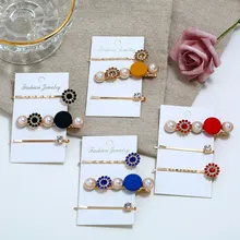 3 шт./компл. ручной работы Для женщин металлические заколки простой элегантный корейский стиль заколки для волос с искуственным жемчугом Клип заколки для волос аксессуары для волос