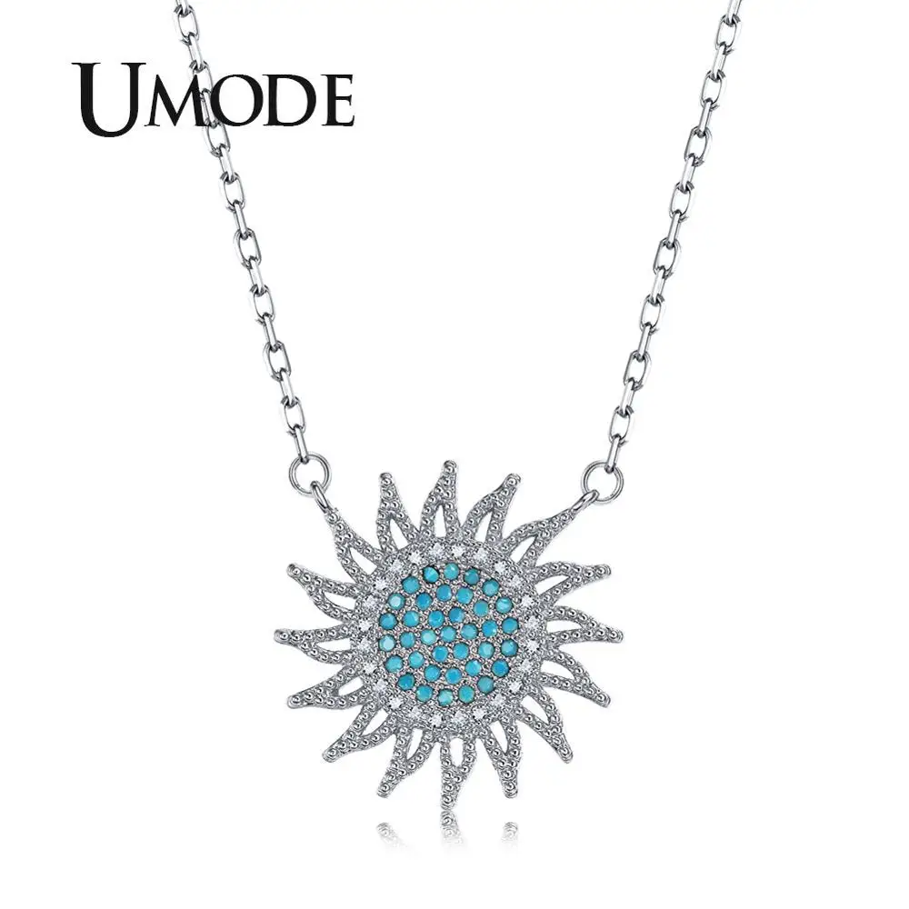 UMODE Мода Белого Золота Подвески в виде солнца ожерелье s Модный CZ кулон цепи ожерелье новые дизайнерские украшения Подарки для девочек UN0240B