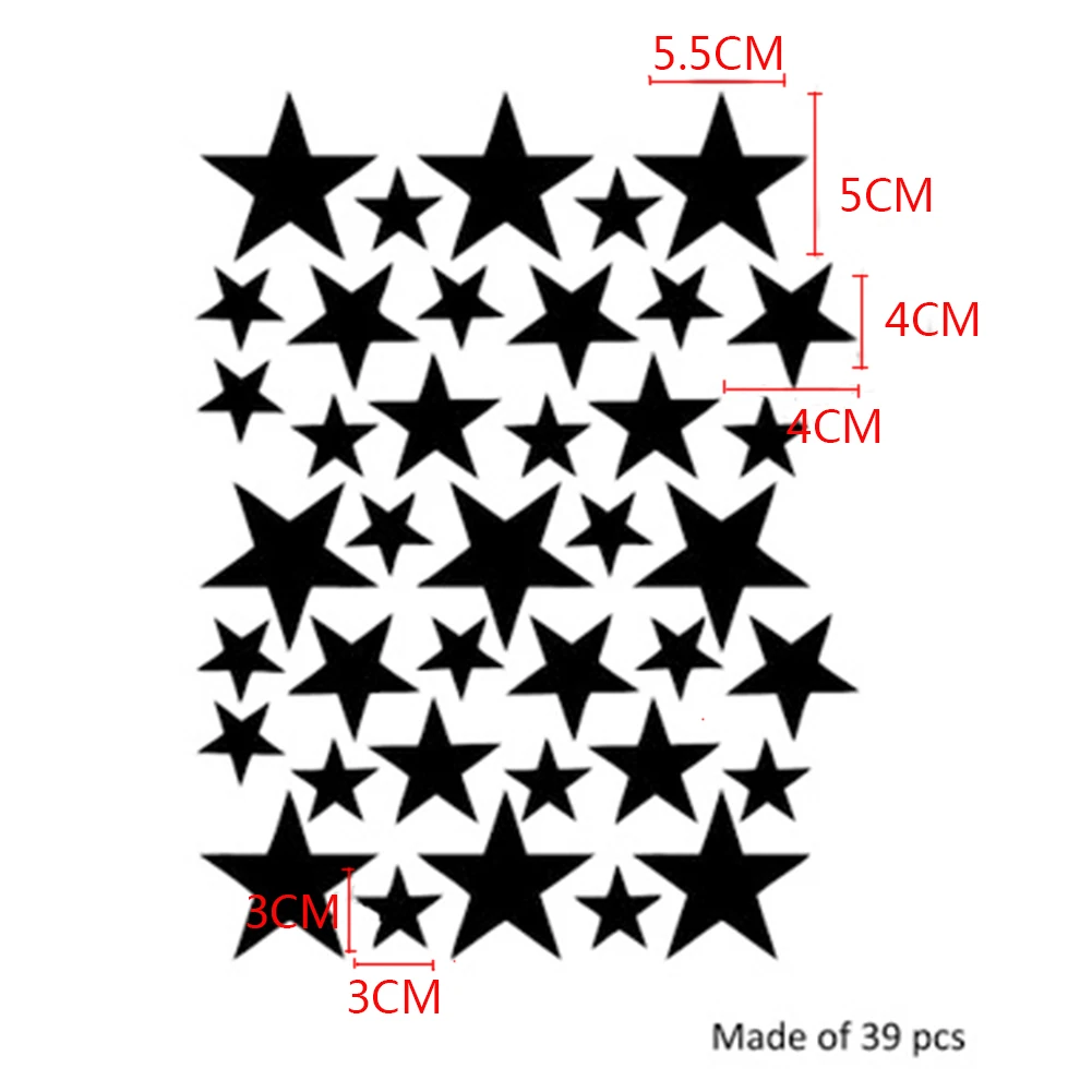 39 шт. смешанные размеры съемные звезды наклейки на стену для дома комнаты Декоративные Золотые, черные, белые, серебристые - Цвет: 2