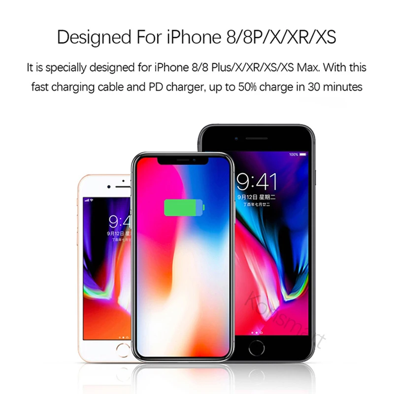 Кабель для быстрой зарядки Konsmart 18 Вт PD Apple iPhone 11 Pro 8 Plus X XR XS Max iPad 1 м|Зарядные