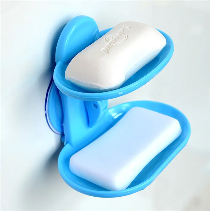 

Dual Tier Soap Dish Holder Wall Mounted Removable Soap Shelf Sucker with Suction Cup Hook Sucker Door Rack & Holder
