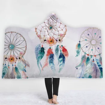 

Dream Net Watercolor Series Can Wear A Hooded Blanket To Give Adults a Traveling Camping Couch TV Lazy Blanket Flannel Blanket