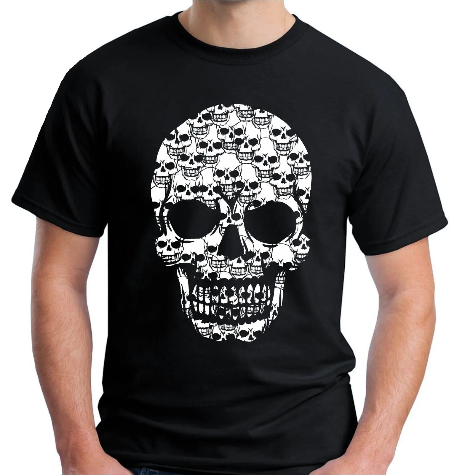 

Fashion New Men's Skull of Skulls T-Shirt Pirate Horror Evil Biker Custom Print Casual O-Neck Top Tee