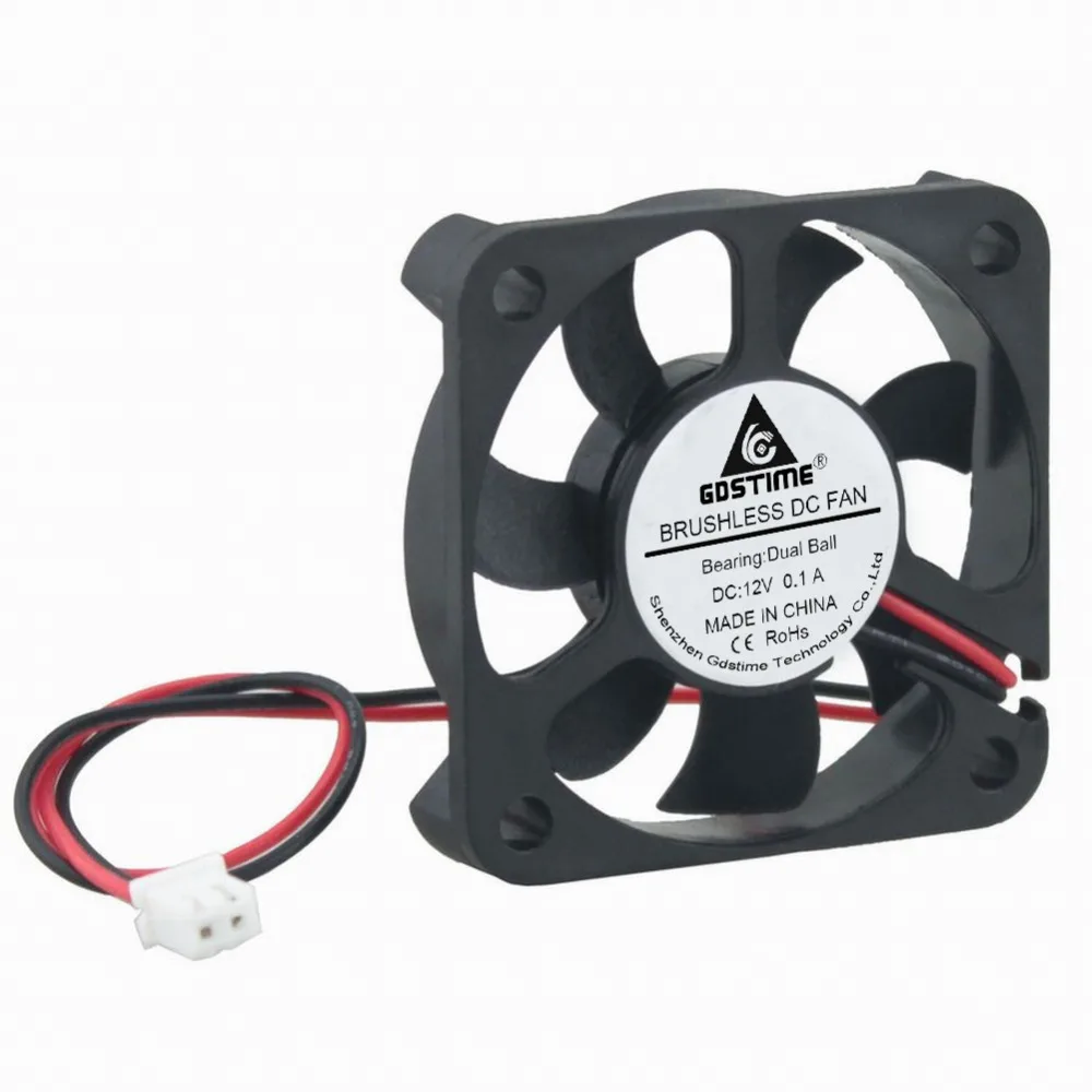 Gdstime 5 Pcs Dc 12v Brushless Cooling Fan 50x50x10mm Dual Ball 5010