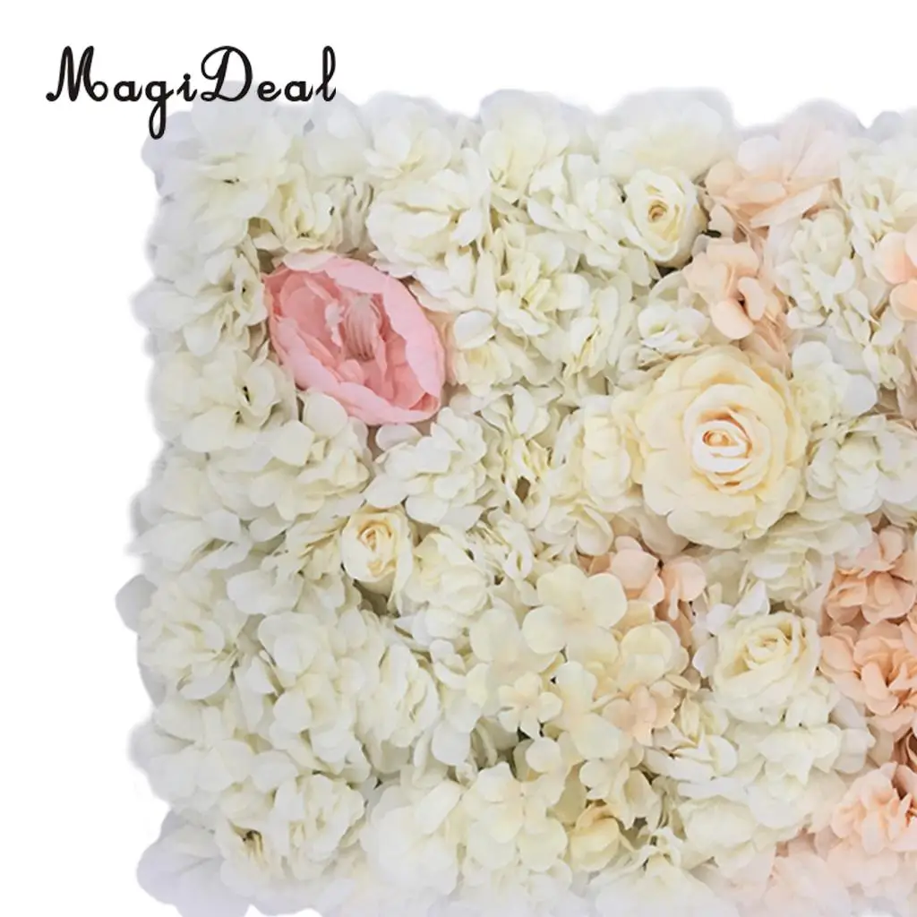 Romantic Artificial Flower Wall Panels Wedding Venue Roses Hydrangea Floral Decor Type A 5 Colors Choice	