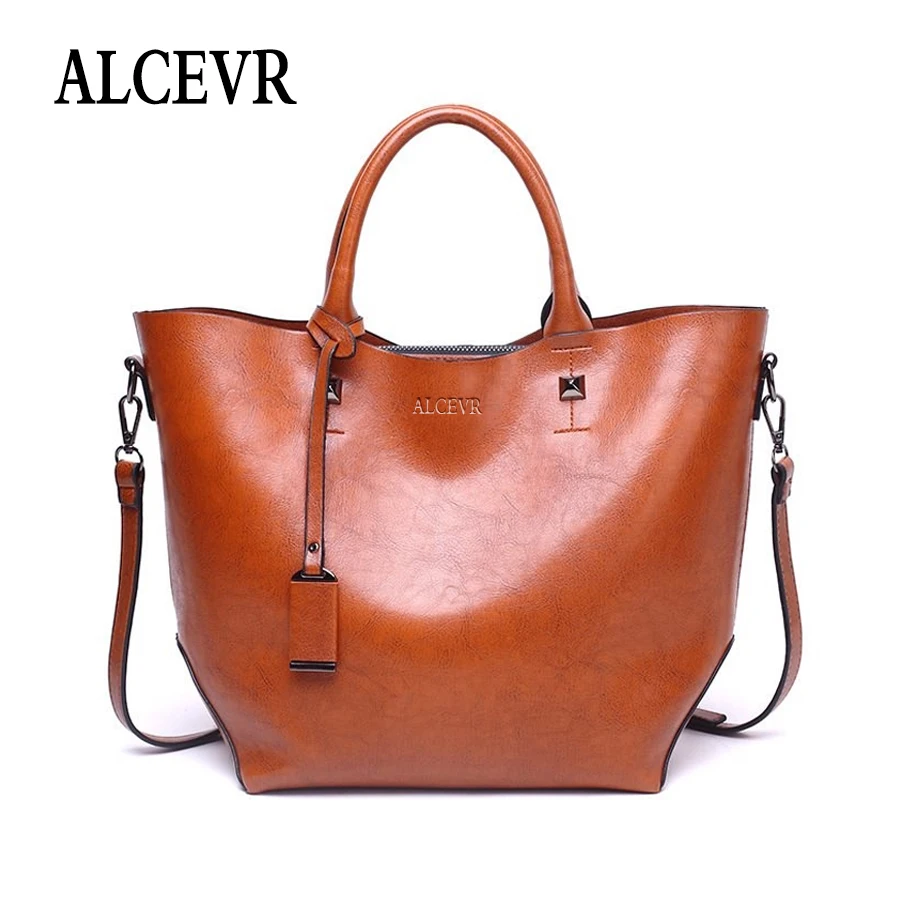 

ALCEVR Solid Color PU Leather Shoulder Bags For Women High-Capacity Casual Totes Soft All-Match Ladies Crossbody Bag Big Handbag