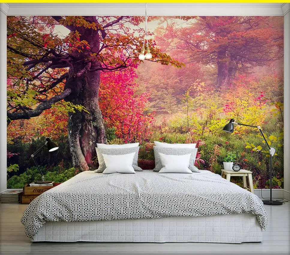 Papel De Parede 3d Para Sala De Outono Linda Vista Para A Floresta Papel De Parede 3d Para Sala De Outono Linda Vista Para A Floresta