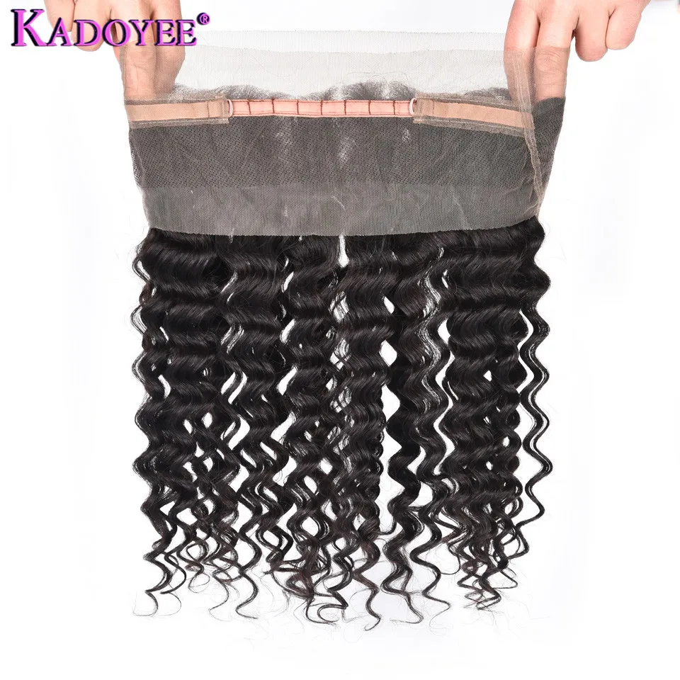 360 Lace Frontal Deep Curly 100% Human Remy Hair Lace Frontal Closure Natural Hairline With Baby Hair For Women Free Shipping