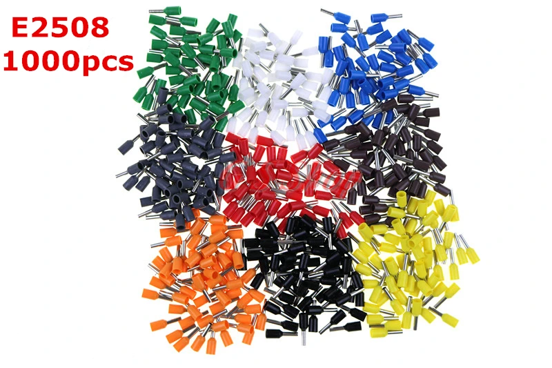 

E2508 Tube insulating terminals 2.5MM2 1000PCS/Pack Insulated Cable Wire Connector Insulating Crimp Terminal Connector