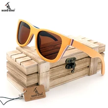 BOBO VOGEL AG012b Unisex Handarbeit Oculos de sol masculino Bunte Holzrahmen Tawny Polarisierte Objektiv Sonnenbrillen Für Männer Frauen 2017