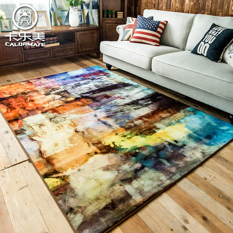 Современный абстрактный короткий ковер, диван-коврик для кофейного столика, ретро-спальный коврик для гостиной