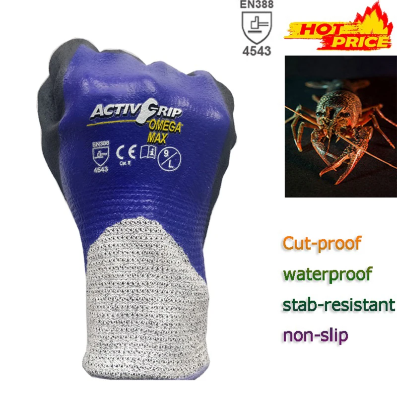 Fishing rubber cut proof gloves wear resistant waterproof non slip