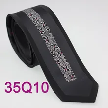 YIBEI Coachella Узкие галстуки черный шеи галстук замшевые сапоги из натуральной кожи с вертикальными полосками; с серебряной цветочный шейный платок человек Высокое качество 6 см, узкие галстуки