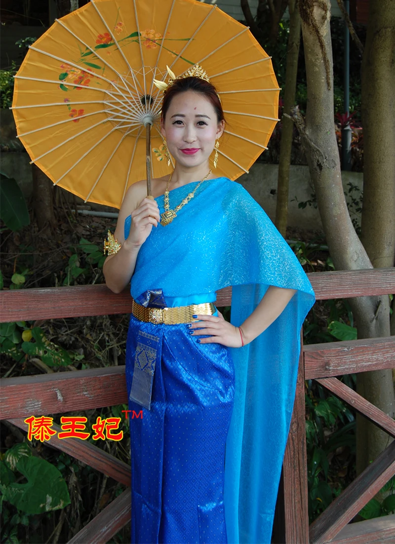 Тайская женская одежда Dai Songkran синий комбинезон тонкий задний ropa la thailande des vetements la induandia indumenti