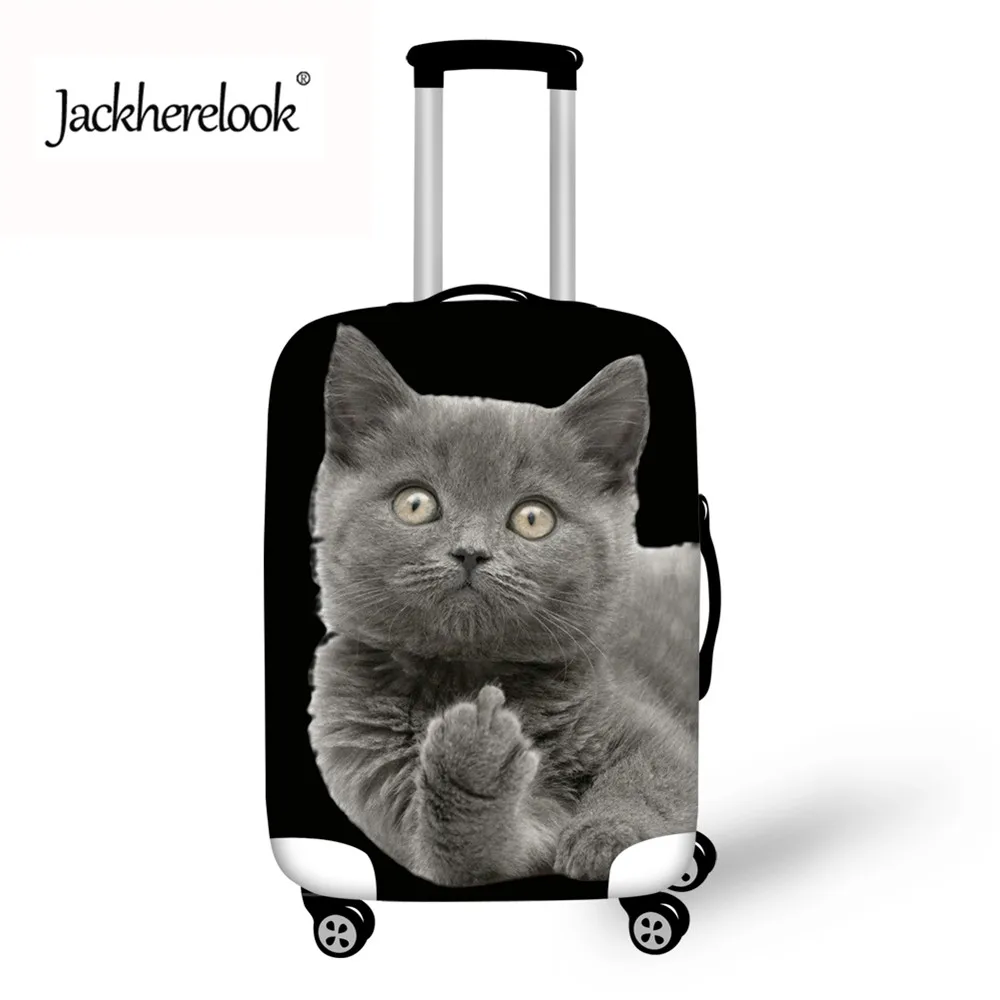 

Jackherelook Funny Middle Finger Cat Printed Elastic Thickest Luggage Suitcase Protective Cover for18-28 Inch Protect Dust Bag