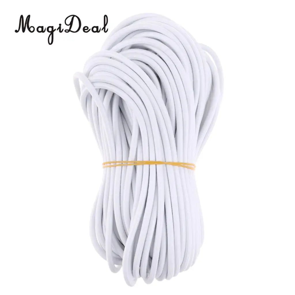 MagiDeal 5mm White Shock Cord - Marine Grade Polyester Coated Rubber Bungee Rope - UV Resistant - DIY, Tie Down, Indoor, Outdoor