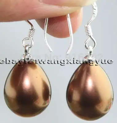 

Wholesale >>12X14mm Chocolate Shell Pearl Earring Silver Hook