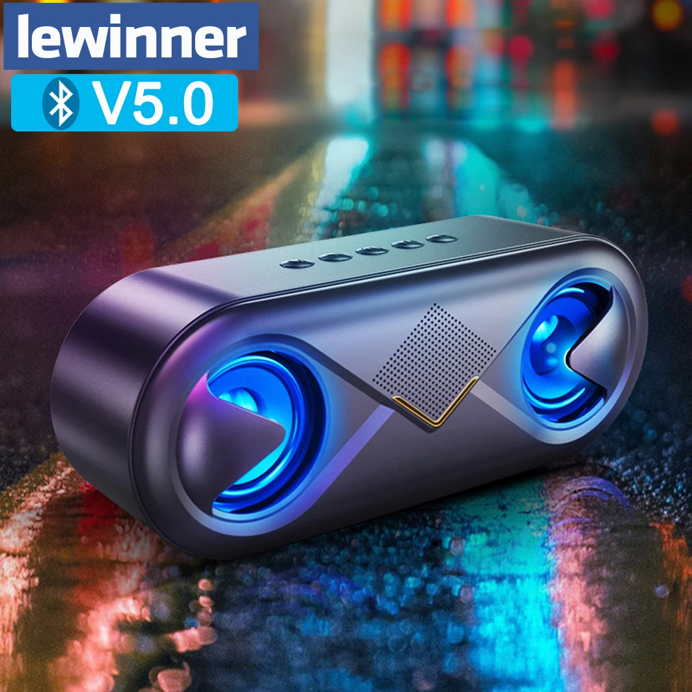 

Lewinner New arrival Light Bluetooth V5.0 speaker Wireless Portable Subwoofer 3D HiFi sound loudspeaker support USB/TF/AUX play
