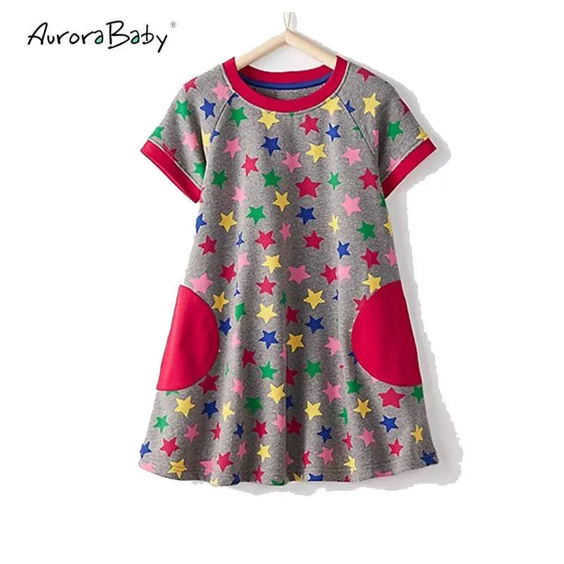

2018 Girls Cute Star Pattern Princess Dresses Girls Cotton Summer Dresses Infant Toddler Clothes Children Costumes Kids Dresses