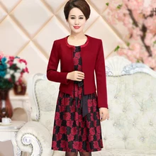 Комплект из 2 предметов, высокое качество,, Для женщин Повседневная обувь модные костюмы Mid преклонного возрста женская одежда плюс Размеры обтягивающее платье