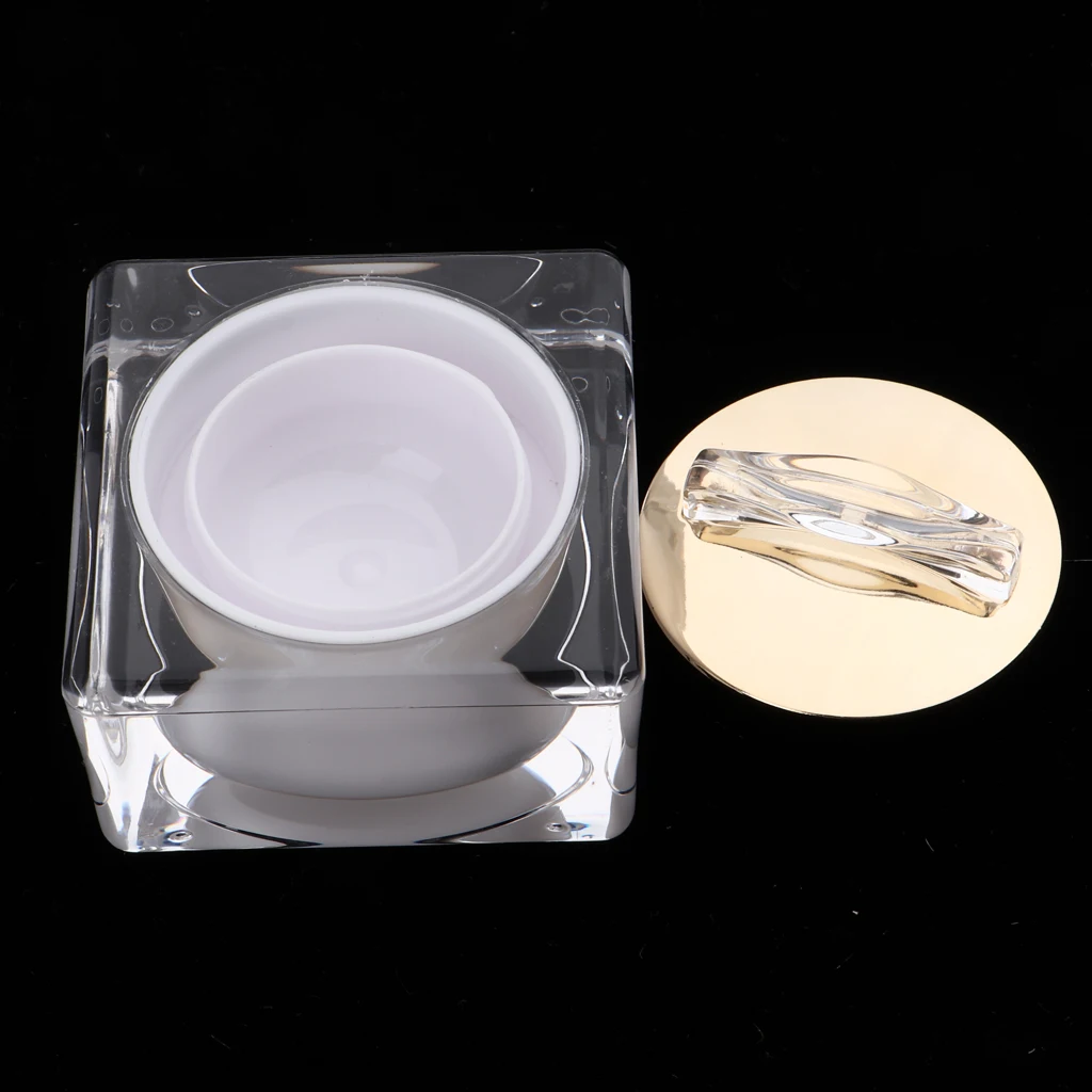 10/15/30 Gram High Grade Acrylic Cosmetic Bottle Makeup Jar Pot Face Eye Cream Container with white inner liners and golden lids
