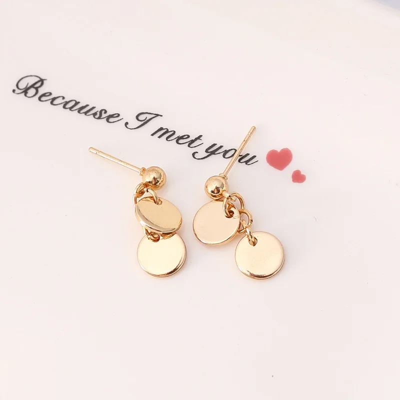 

WTLTC Minimal Metal Double Tiny Coin Dangle Earrings for Women Statement Small Round Disc Earrings Dainty Hanging Earrings Gifts