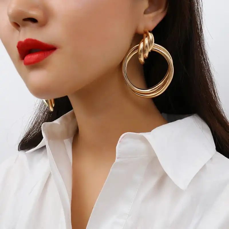 Simple Fashion Big Round Earring Fashion Punk Drop Earrings Women Jewelry