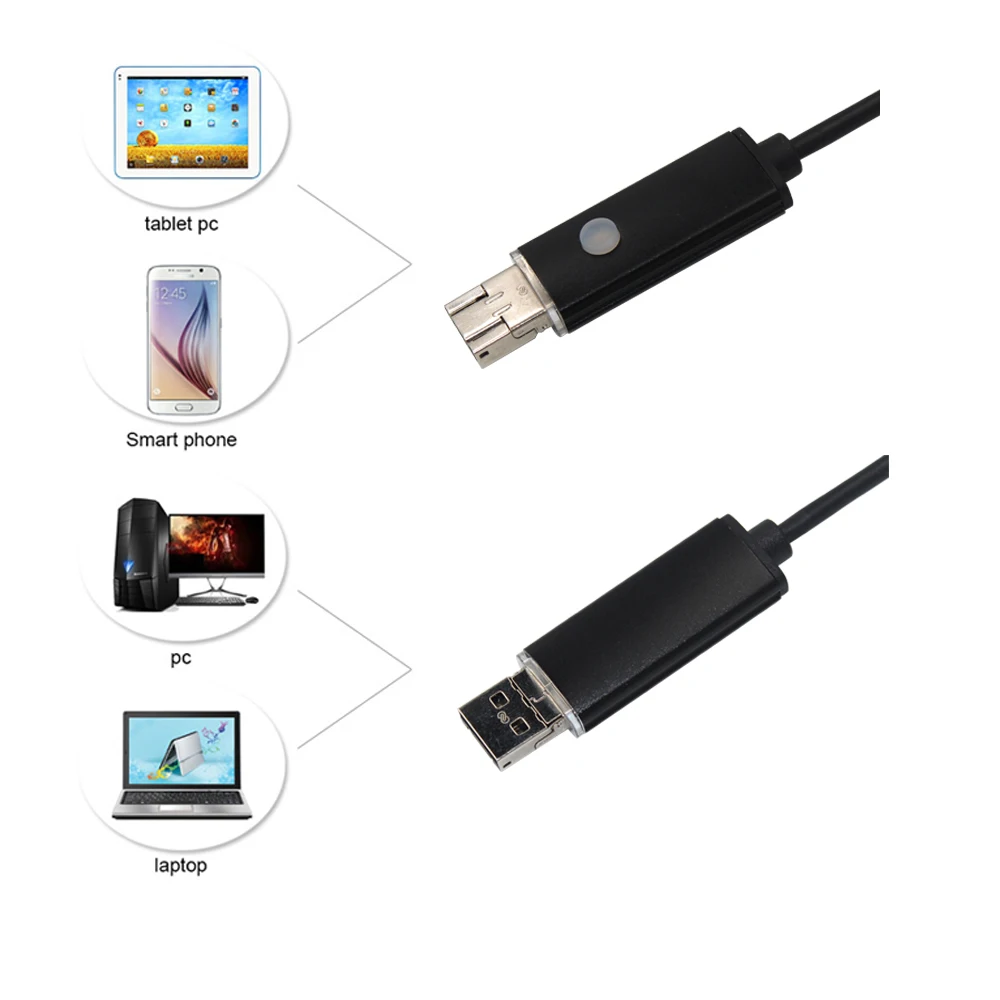 2 м 5,5 мм объектив HD USB камера эндоскопа IP68 Водонепроницаемый 6 светодиодов инспекционный эндоскоп с трубкой и камерой бороскоп для Android Phone PC