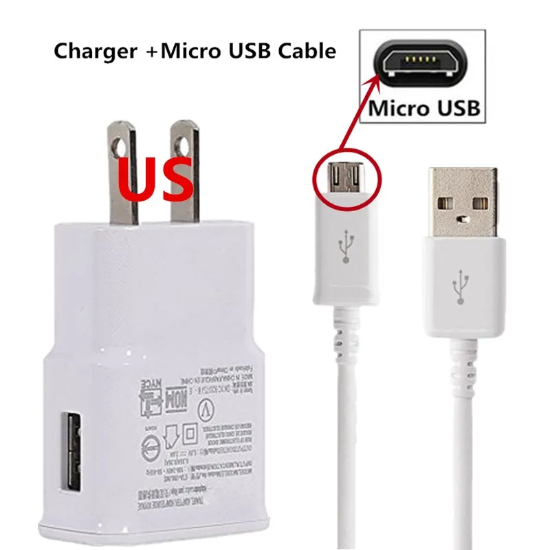 Зарядный кабель Micro usb type c с европейской вилкой, USB зарядное устройство для lenovo P70 P780 A2010 A536 A319 Z6 Pro K3 K30-T A6010 A6000 K5 адаптер - Тип штекера: US charger-micro usb