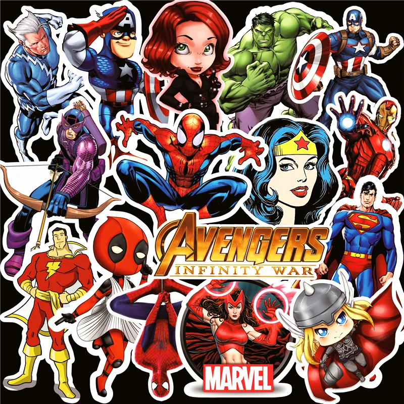 

63PCS Marvel Sticker Spider Man Stickers Super Hero Stickers For Skateboard Motorcycle Luggage Movies Cartoon Sticker Sets