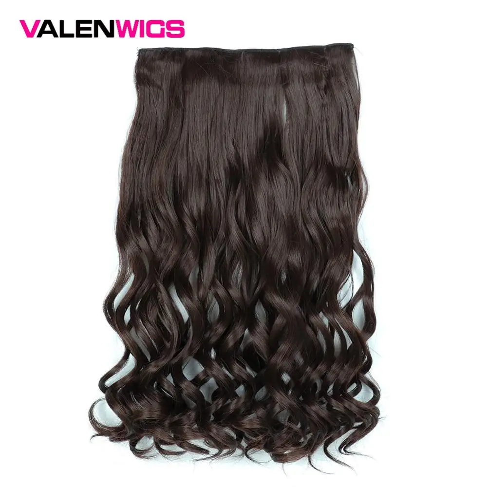 

Valen Wigs Pure Natural Color Women Synthetic Heat Resistant Wigs 5 Clips In Hairpiece Long Wavy One Clip In On Hair Extensions
