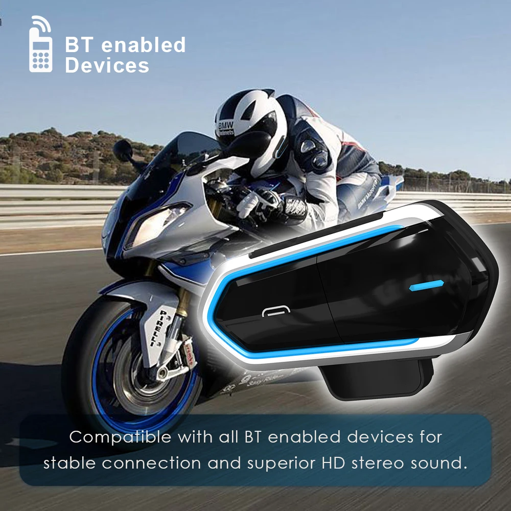 

Motorcycle Helmet Intercoms Qtb35 for Helmet Motor Intercom Bluetooth Waterproof Intercom Motor Interphone Headphones FM Radio